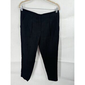 Theory Wool Dress Pant Women 6 Straight Leg Pleated Front Black